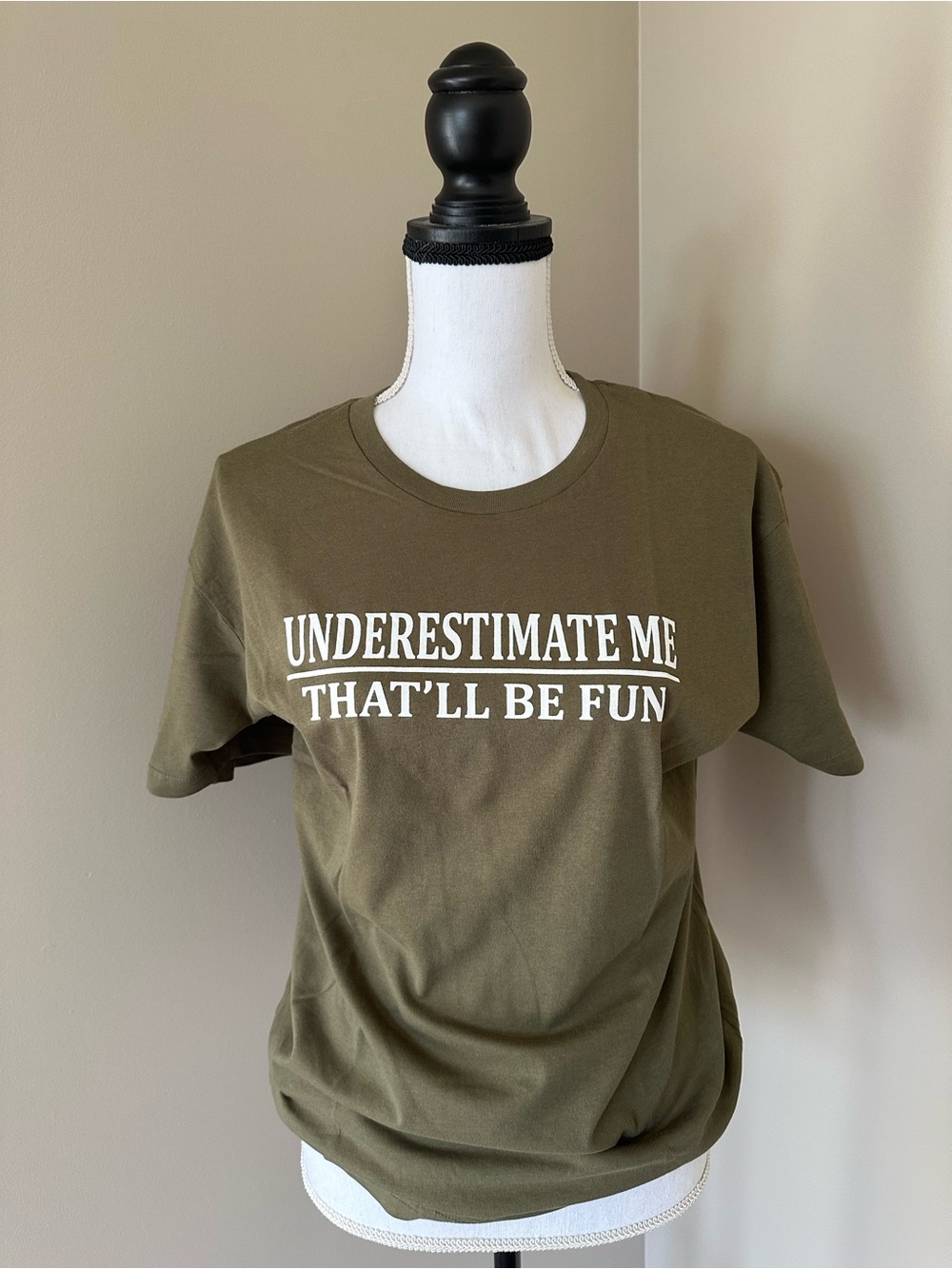 Bella Canvas Olive Green Graphic Tee with White Text